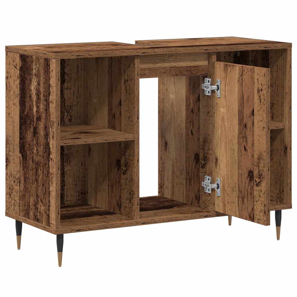 vidaXL Badezimmerschrank mit Tür Altholz 80 x 33 x 60 cm Holzwerkstoff