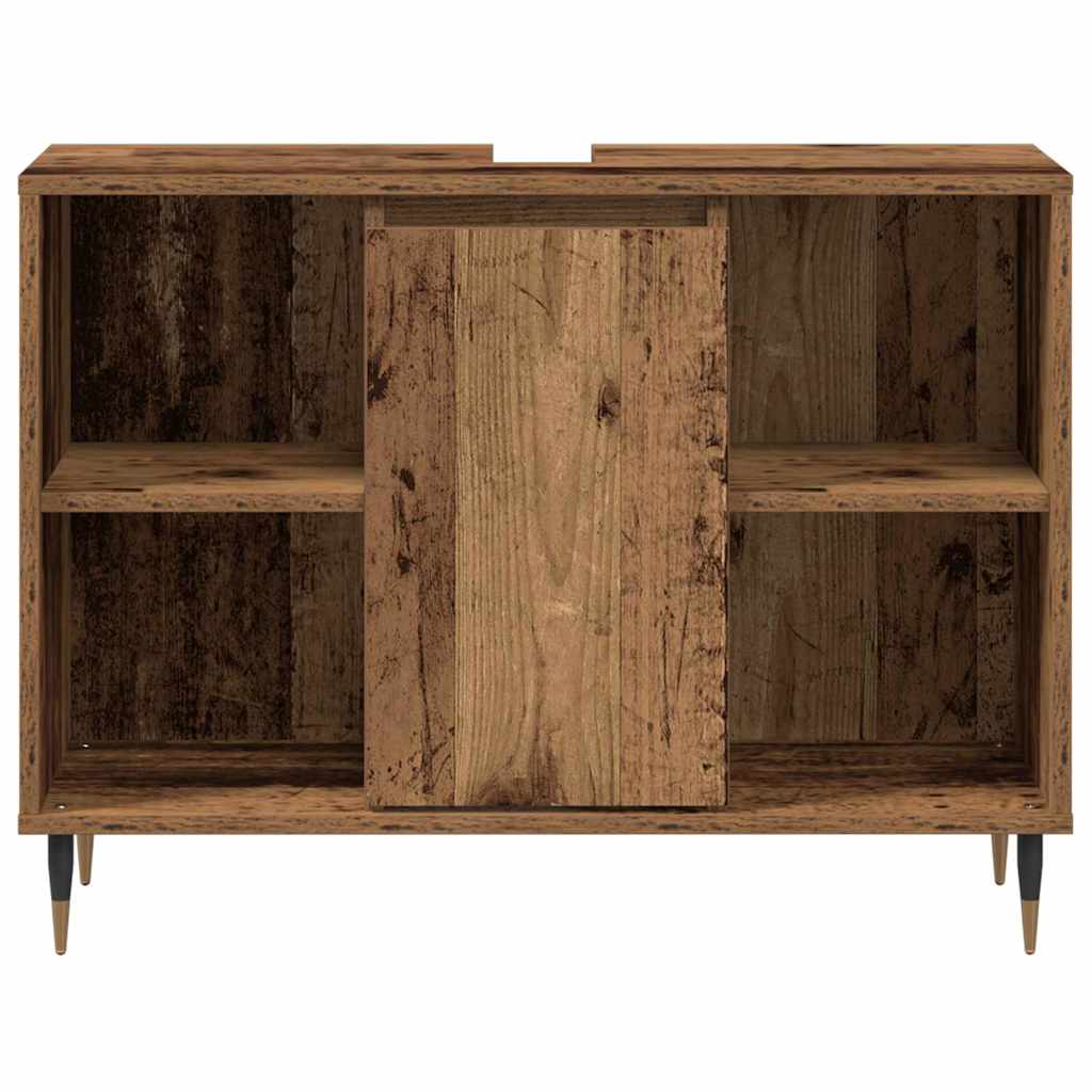 vidaXL Badezimmerschrank mit Tür Altholz 80 x 33 x 60 cm Holzwerkstoff