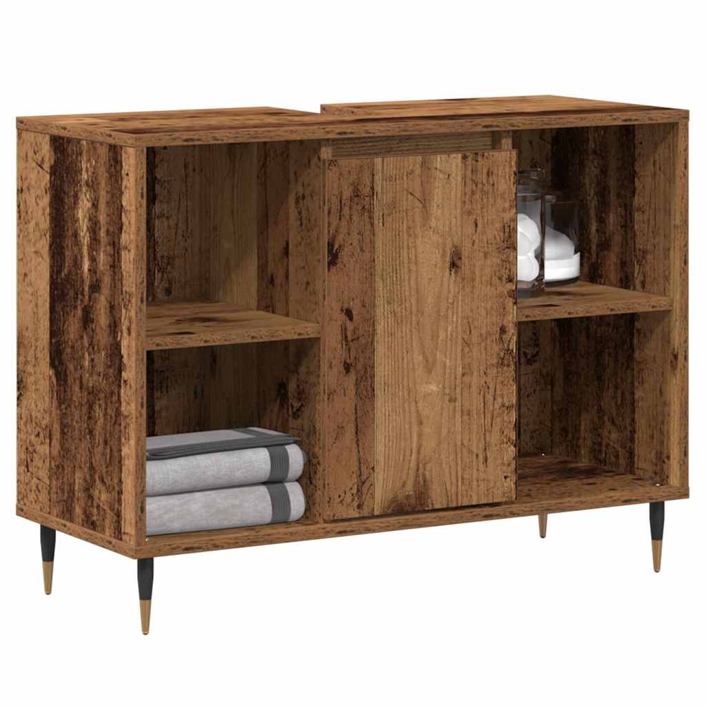 vidaXL Badezimmerschrank mit Tür Altholz 80 x 33 x 60 cm Holzwerkstoff