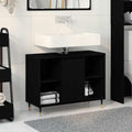 vidaXL Badezimmerschrank mit Tür Schwarz 80 x 33 x 60 cm Holzwerkstoff