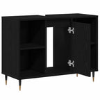 vidaXL Badezimmerschrank mit Tür Schwarz 80 x 33 x 60 cm Holzwerkstoff