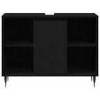 vidaXL Badezimmerschrank mit Tür Schwarz 80 x 33 x 60 cm Holzwerkstoff