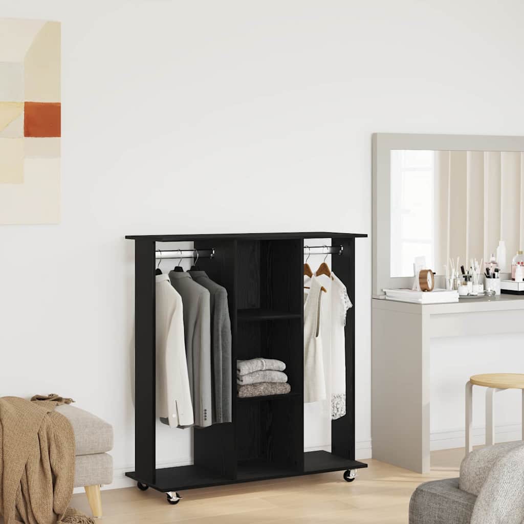 vidaXL Kleiderschrank mit Regal Schwarz Eichen-Optik 102 x 38 x 110 cm