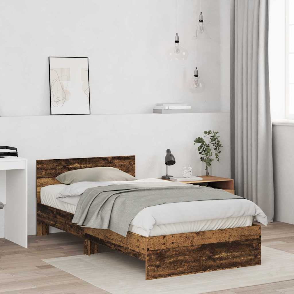 vidaXL Bettrahmen mit Kopfteil Altholz 203 x 104 x 70 cm Holzwerkstoff