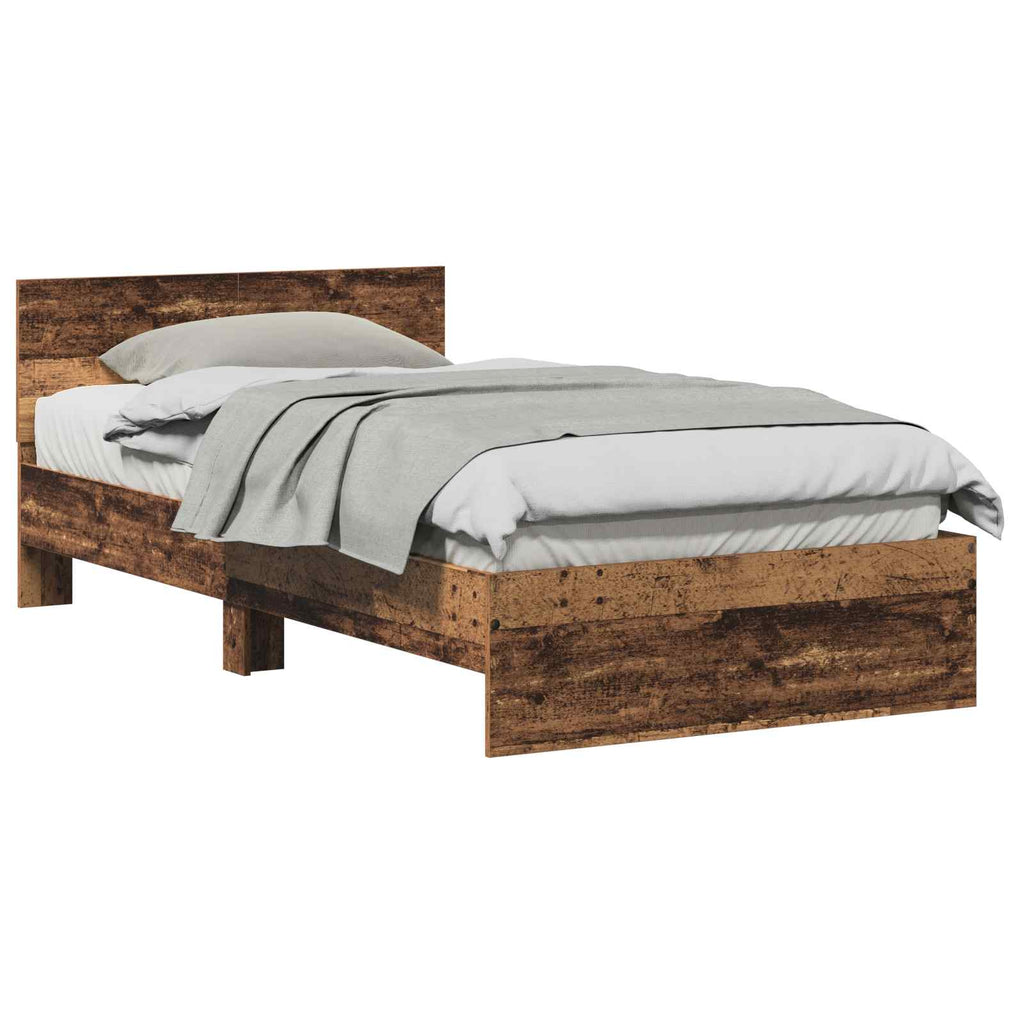 vidaXL Bettrahmen mit Kopfteil Altholz 203 x 104 x 70 cm Holzwerkstoff