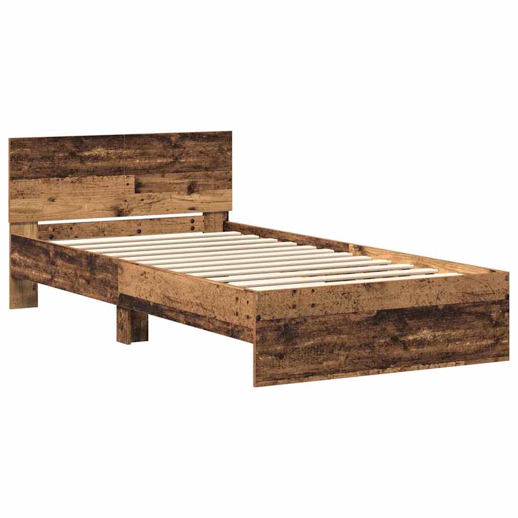 vidaXL Bettrahmen mit Kopfteil Altholz 203 x 104 x 70 cm Holzwerkstoff