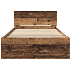 vidaXL Bettrahmen mit Kopfteil Altholz 203 x 104 x 70 cm Holzwerkstoff