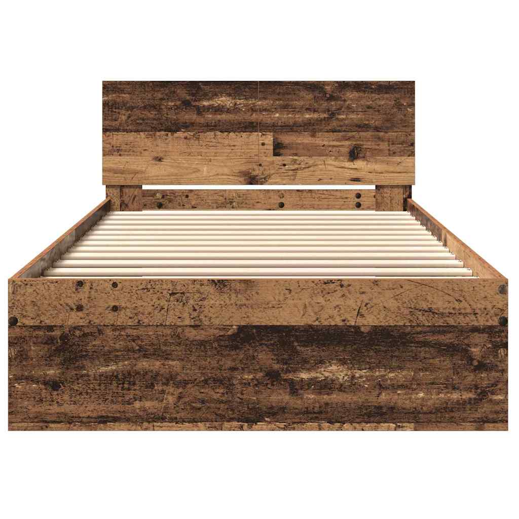vidaXL Bettrahmen mit Kopfteil Altholz 203 x 104 x 70 cm Holzwerkstoff