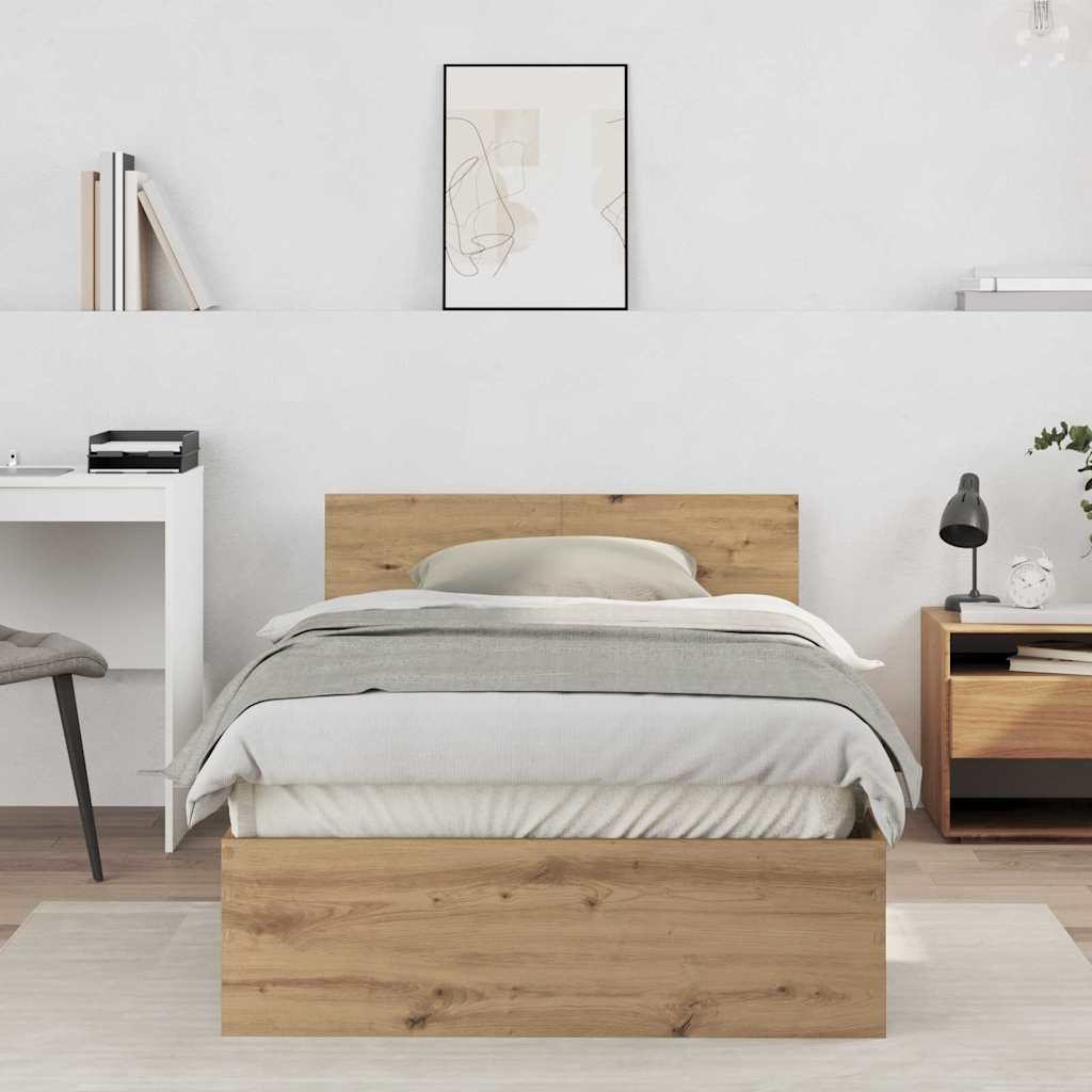 vidaXL Bettrahmen Artisan-Eiche 203 x 104 x 70 cm Holzwerkstoff