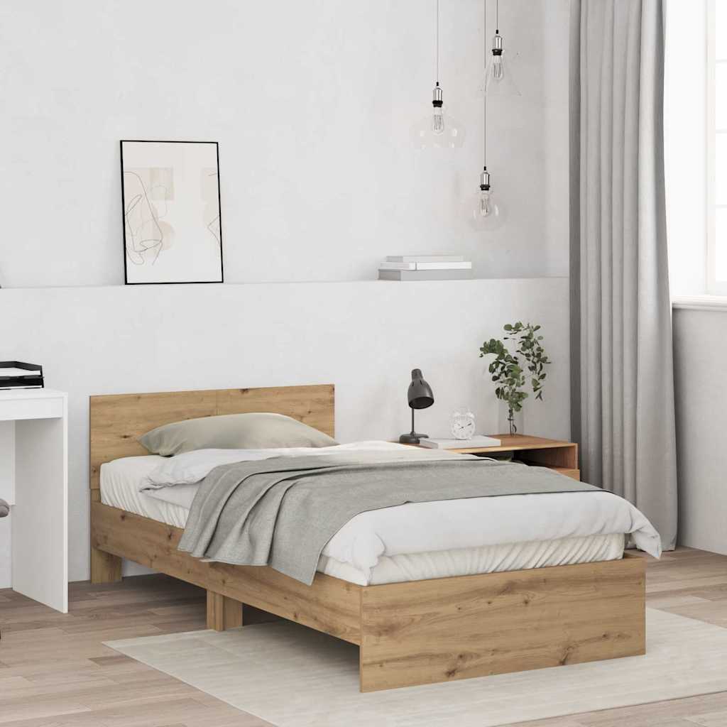 vidaXL Bettrahmen Artisan-Eiche 203 x 104 x 70 cm Holzwerkstoff