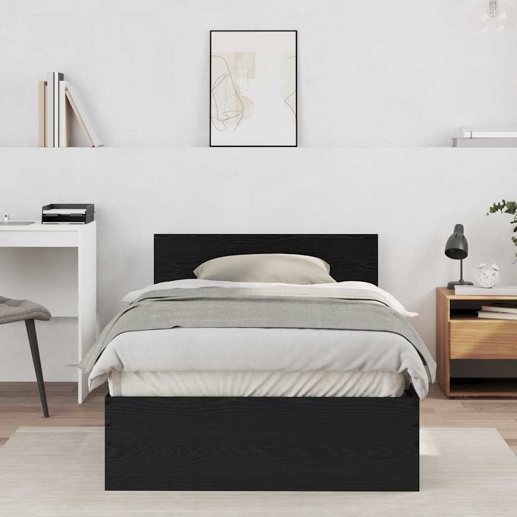 vidaXL Bettrahmen Schwarz Eichen-Optik 203 x 104 x 70 cm Holzwerkstoff
