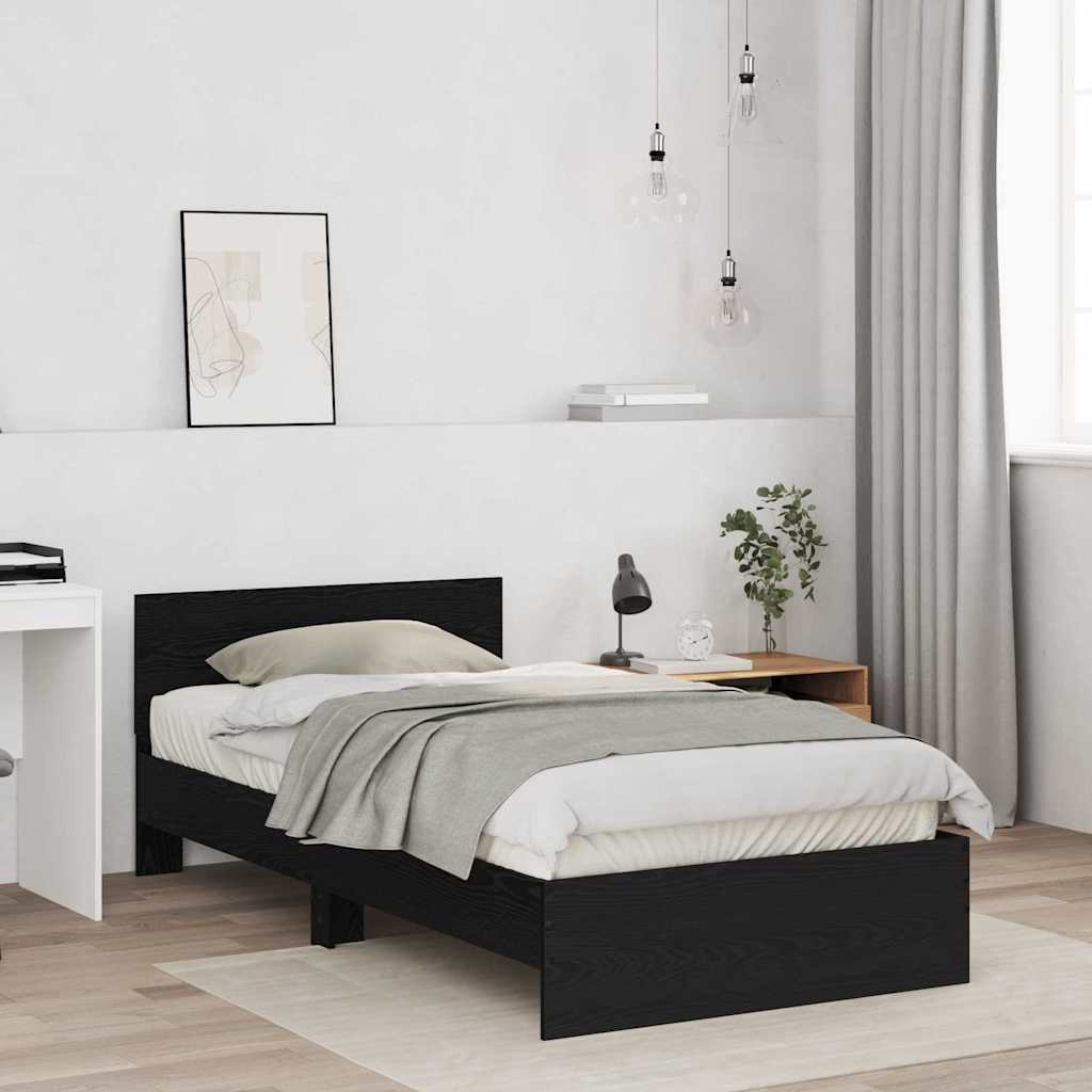 vidaXL Bettrahmen Schwarz Eichen-Optik 203 x 104 x 70 cm Holzwerkstoff