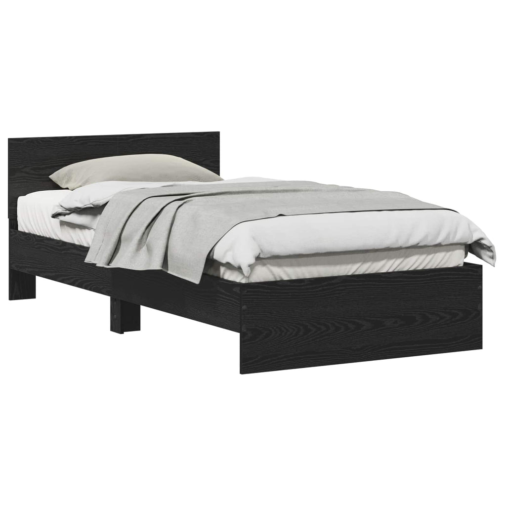 vidaXL Bettrahmen Schwarz Eichen-Optik 203 x 104 x 70 cm Holzwerkstoff