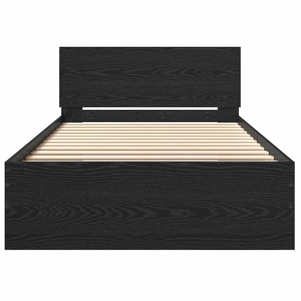 vidaXL Bettrahmen Schwarz Eichen-Optik 203 x 104 x 70 cm Holzwerkstoff