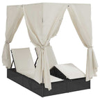 vidaXL Doppelte Sonnenliege Warmes Weiß 205 x 129 x 200 cm Poly-Rattan