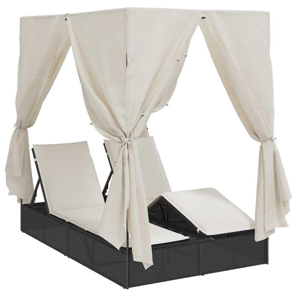 vidaXL Doppelte Sonnenliege Warmes Weiß 205 x 129 x 200 cm Poly-Rattan