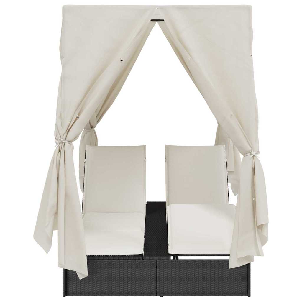 vidaXL Doppelte Sonnenliege Warmes Weiß 205 x 129 x 200 cm Poly-Rattan