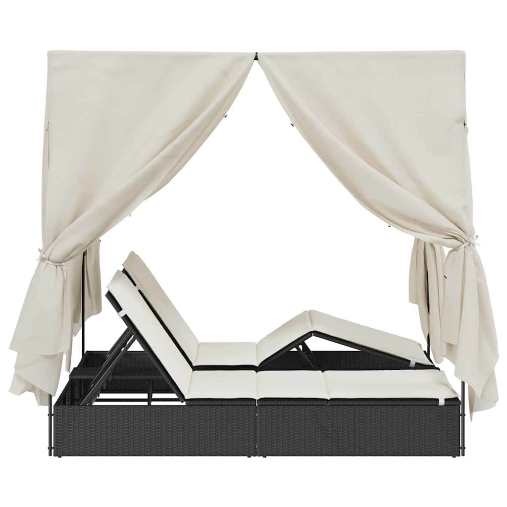 vidaXL Doppelte Sonnenliege Warmes Weiß 205 x 129 x 200 cm Poly-Rattan
