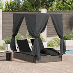 vidaXL Doppelte Sonnenliege Grau 205 x 129 x 200 cm Poly-Rattan