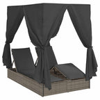 vidaXL Doppelte Sonnenliege Grau 205 x 129 x 200 cm Poly-Rattan