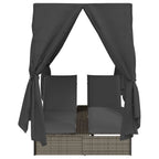 vidaXL Doppelte Sonnenliege Grau 205 x 129 x 200 cm Poly-Rattan