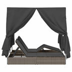 vidaXL Doppelte Sonnenliege Grau 205 x 129 x 200 cm Poly-Rattan
