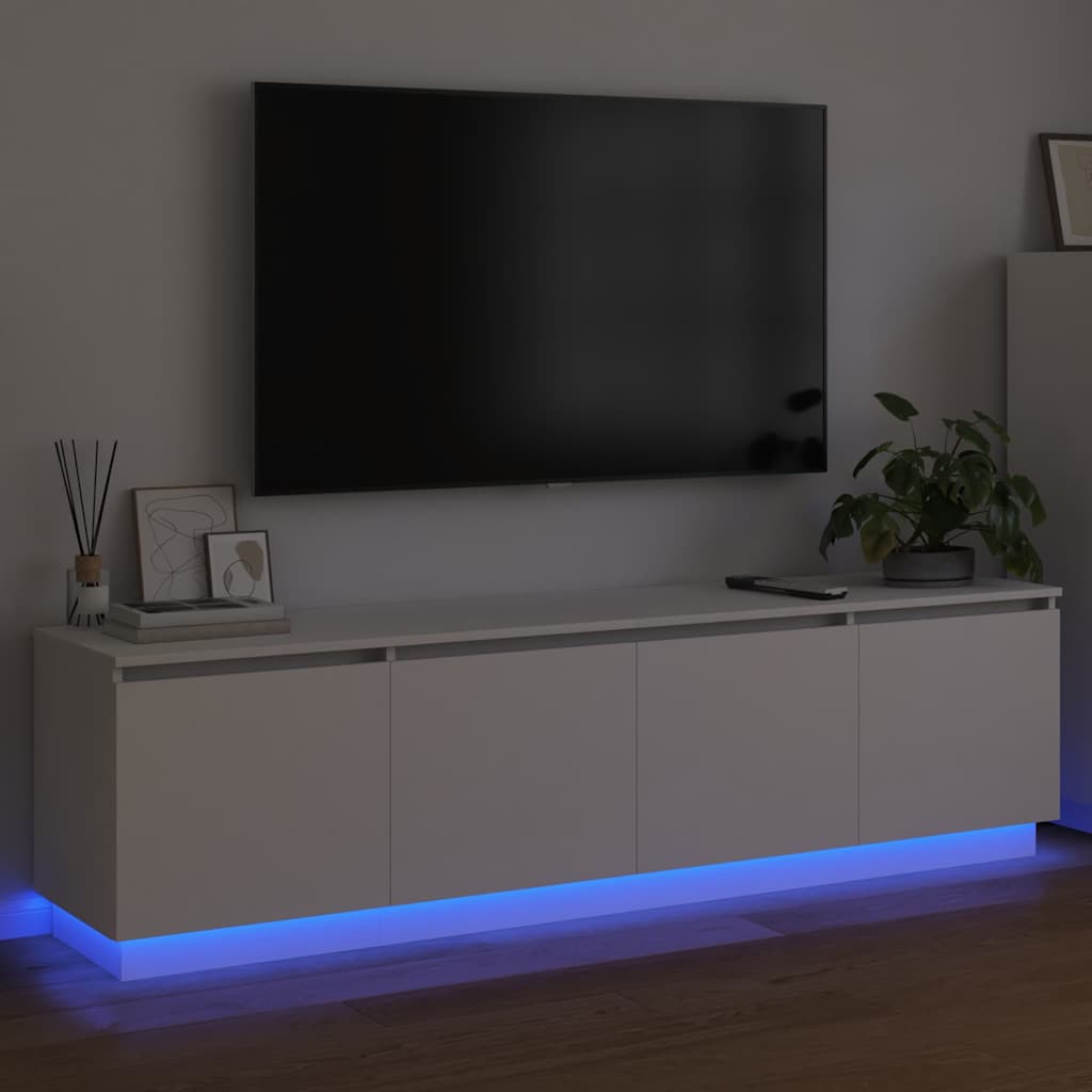 vidaXL TV-Schränk mit LED Weiß 180 x 38 x 49 cm Holzwerkstoff