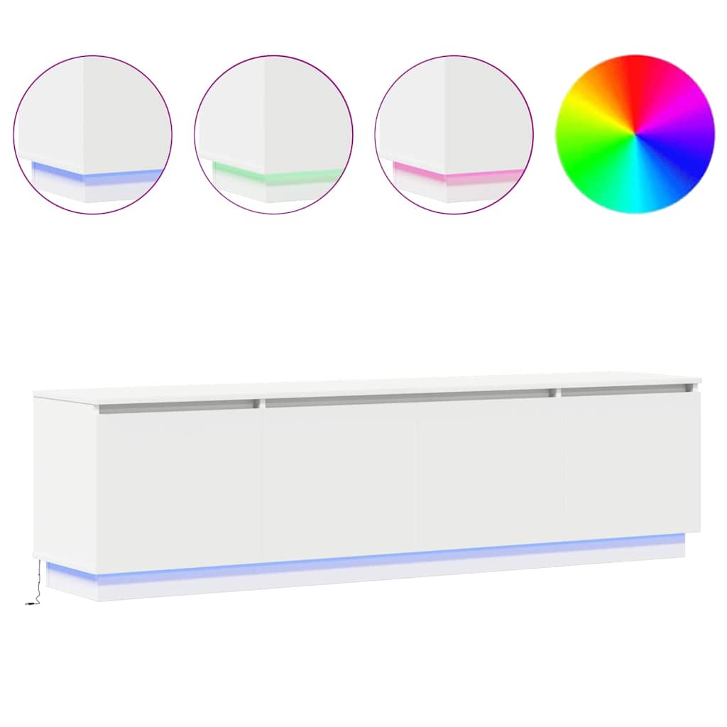 vidaXL TV-Schränk mit LED Weiß 180 x 38 x 49 cm Holzwerkstoff