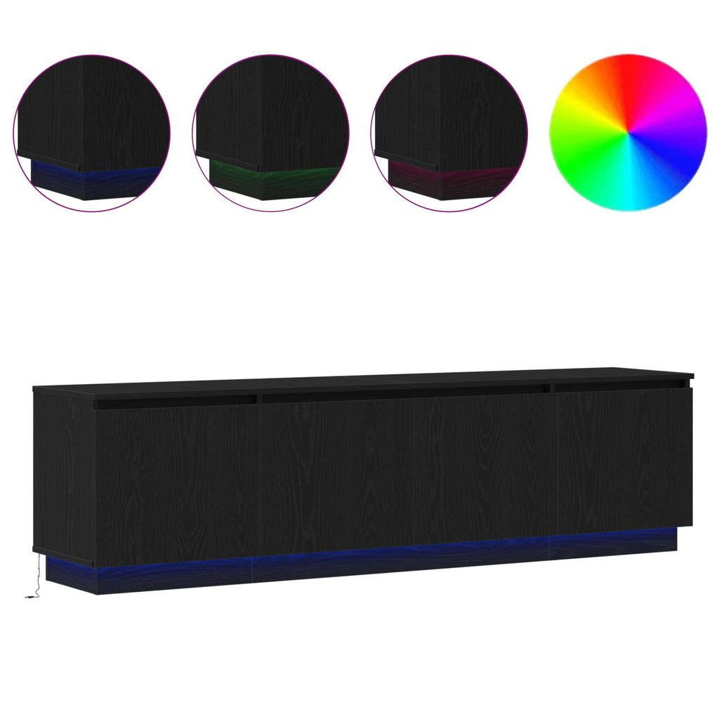 vidaXL TV-Schränk Schwarz Eichen-Optik 180 x 38 x 49 cm Holzwerkstoff