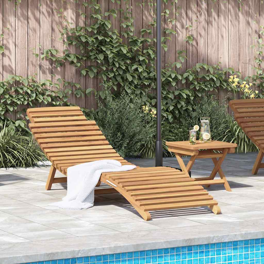 vidaXL Sonnenliege 2 pcs Braun 198 x 55 x 58,5 cm Massivholz Teak