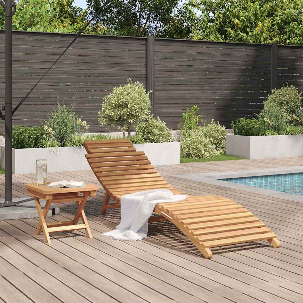 vidaXL Sonnenliege 2 pcs Braun 198 x 55 x 58,5 cm Massivholz Teak