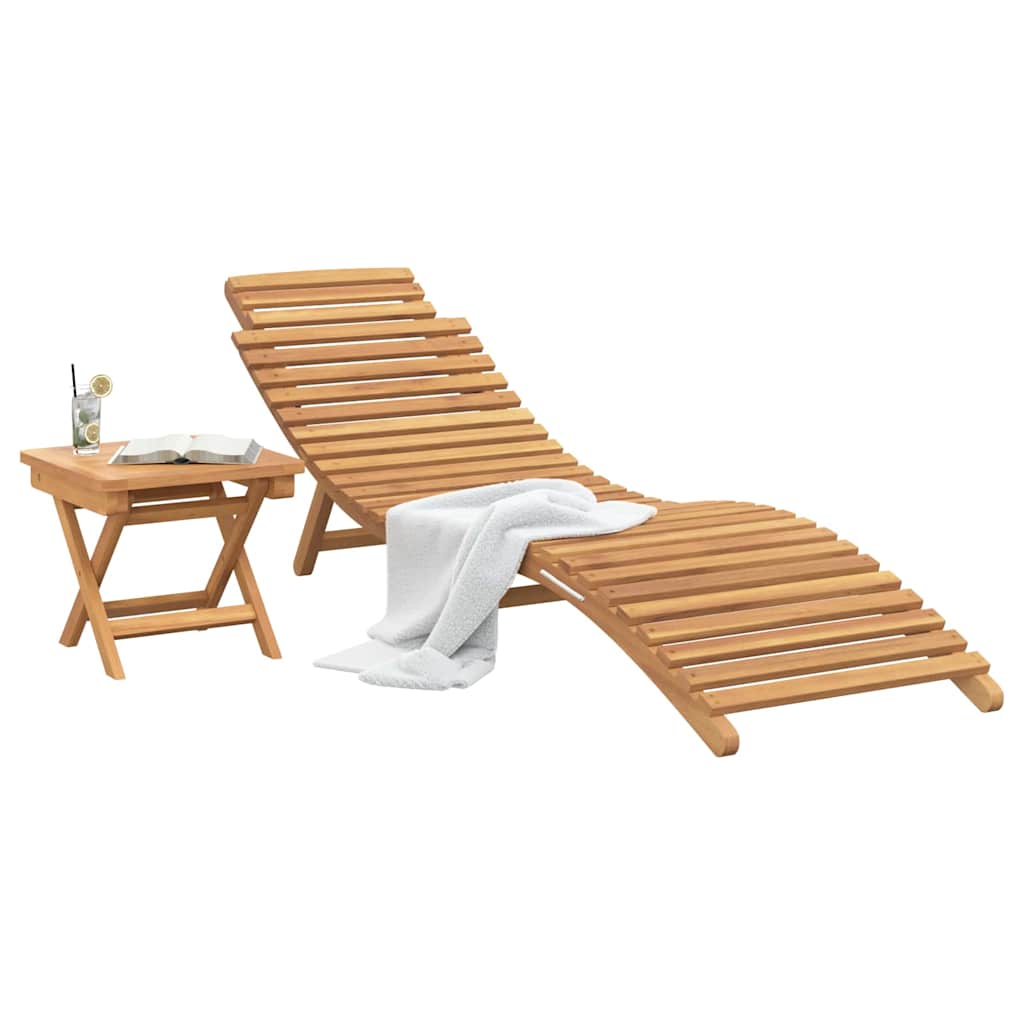 vidaXL Sonnenliege 2 pcs Braun 198 x 55 x 58,5 cm Massivholz Teak