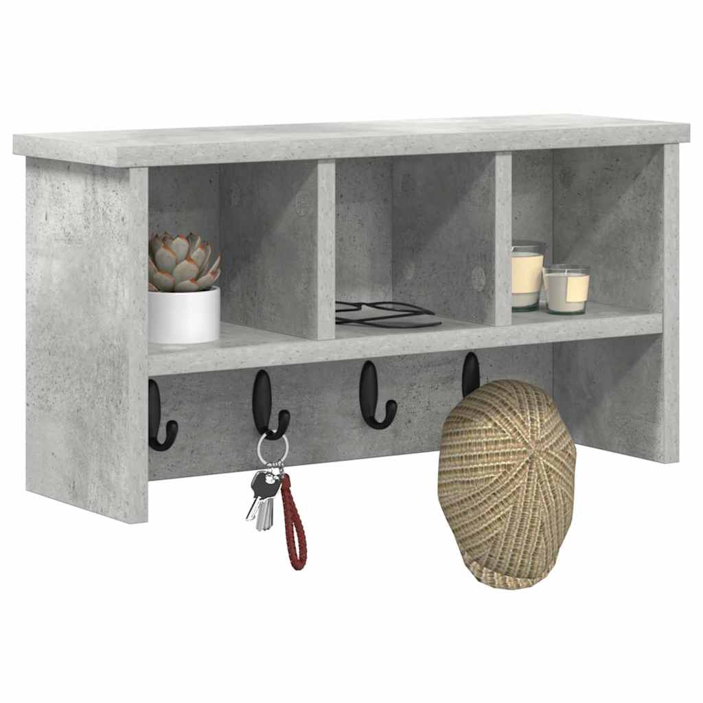 vidaXL Wandmontierter nachttisch mit Regal Beton Grau 50 x 16 x 26 cm