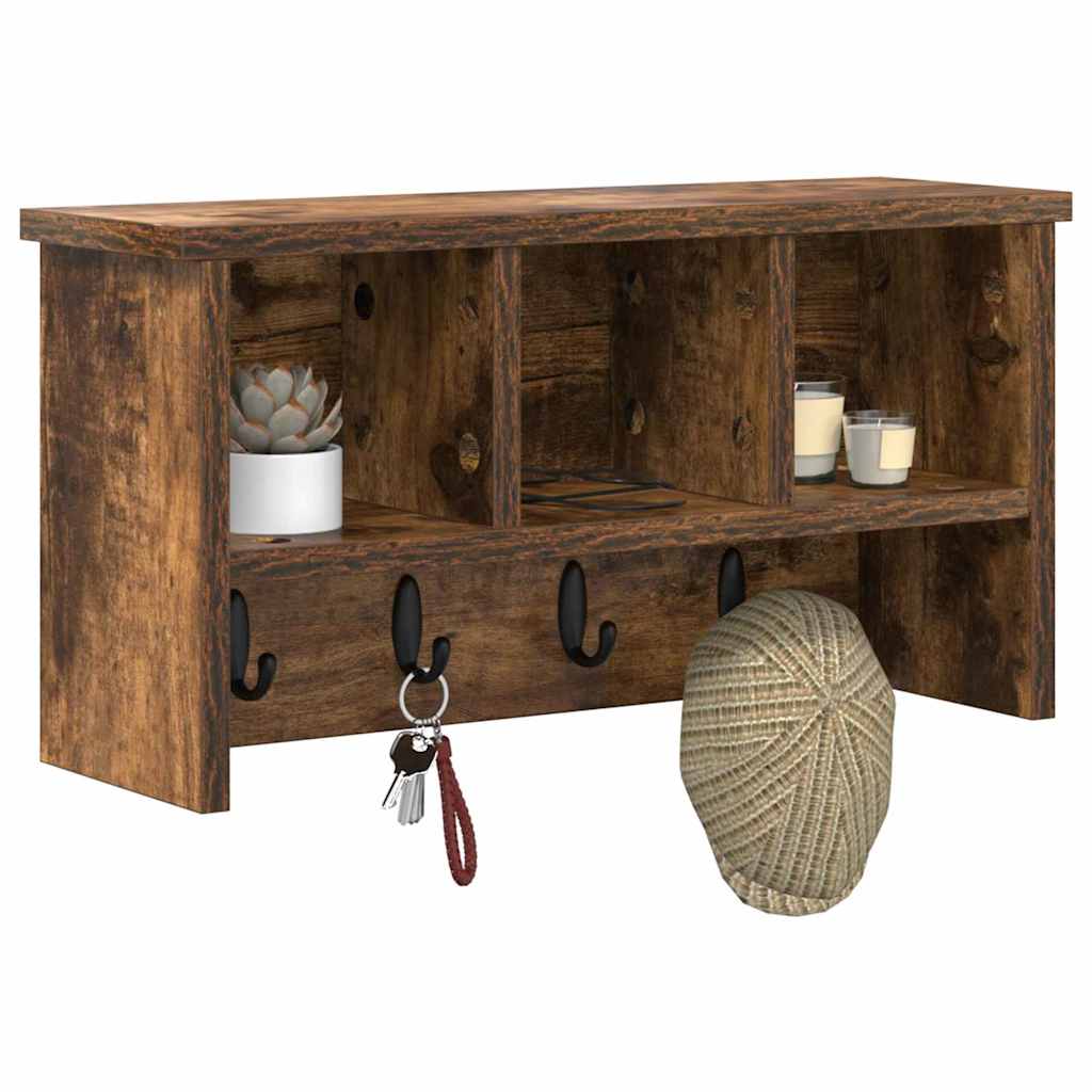 vidaXL Wandmontierter nachttisch Geräucherte Eiche 50 x 16 x 26 cm