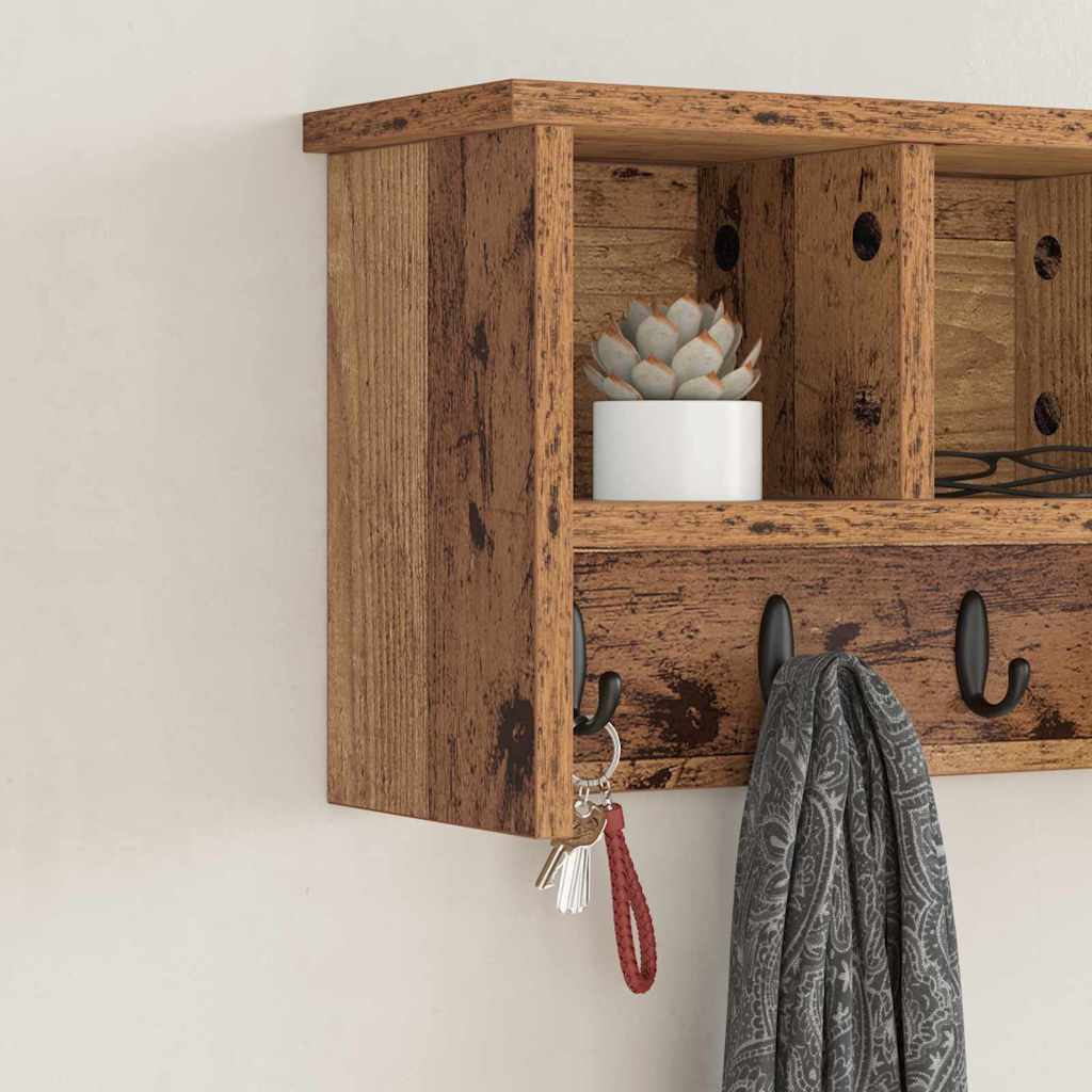 vidaXL Wandmontierter nachttisch Altholz 50 x 16 x 26 cm Holzwerkstoff