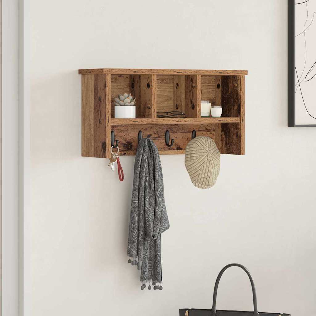 vidaXL Wandmontierter nachttisch Altholz 50 x 16 x 26 cm Holzwerkstoff