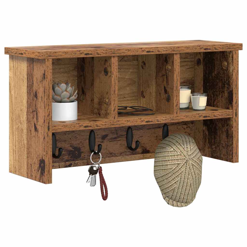 vidaXL Wandmontierter nachttisch Altholz 50 x 16 x 26 cm Holzwerkstoff