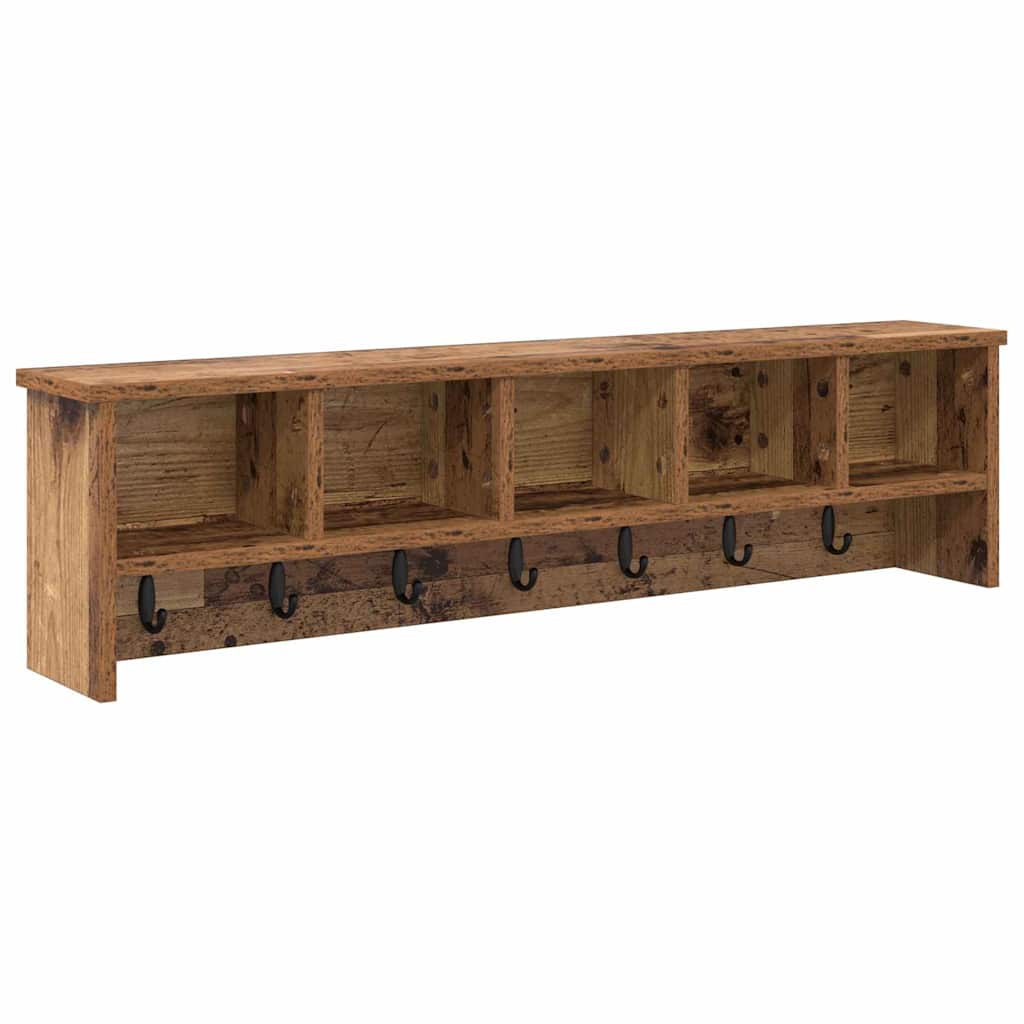 vidaXL Wandmontierter nachttisch mit Regal Altholz 100 x 16 x 26 cm