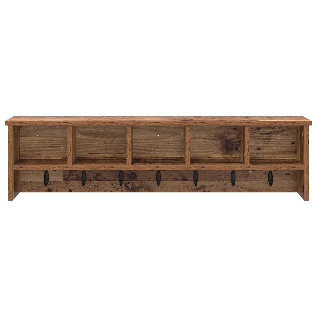 vidaXL Wandmontierter nachttisch mit Regal Altholz 100 x 16 x 26 cm
