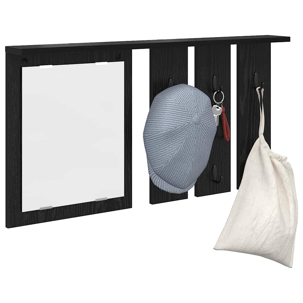 vidaXL Wandmontierter Kleiderständer mit Regal Schwarz Eichen-Optik