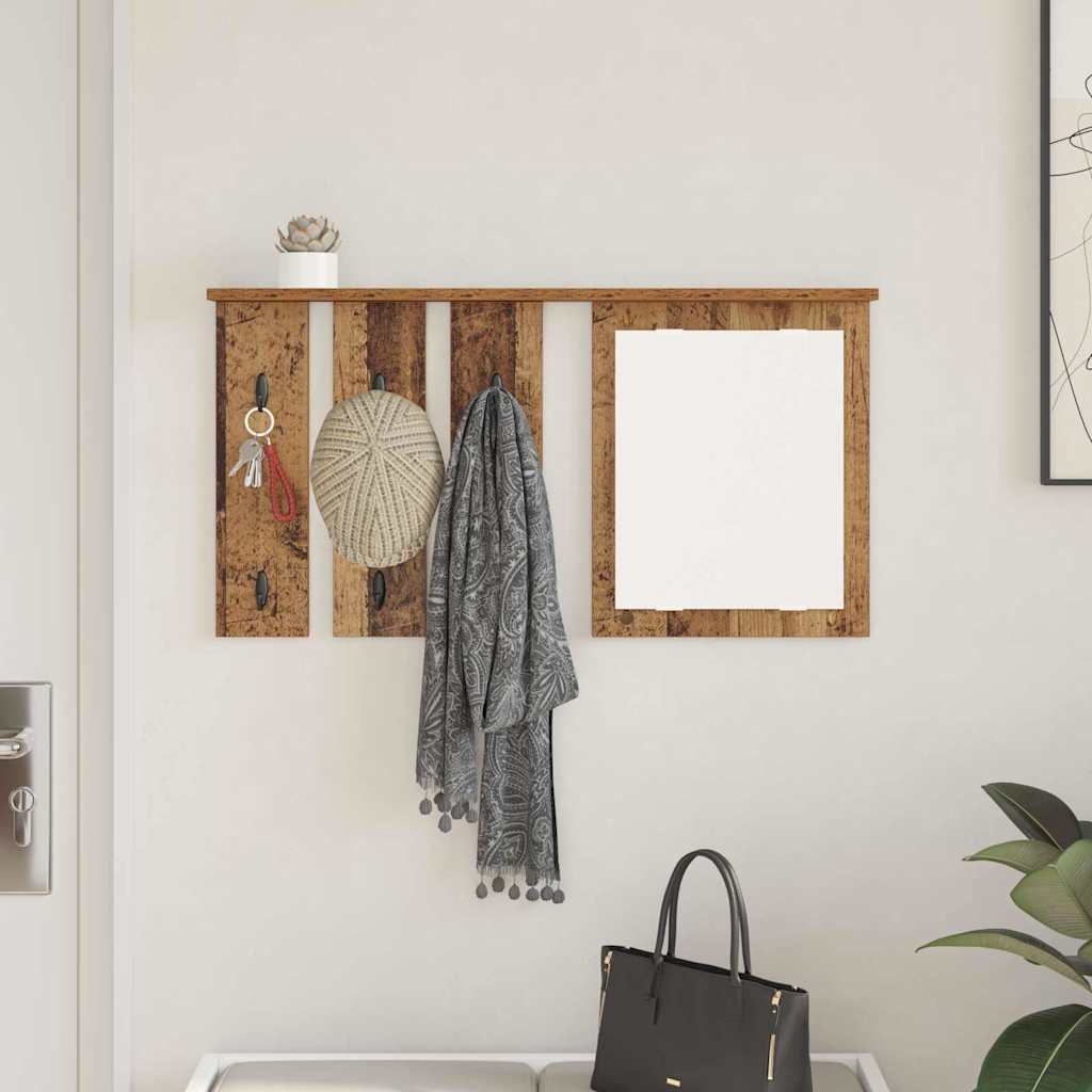vidaXL Wandmontierter Kleiderständer mit Regal Altholz 85 x 10 x 45 cm