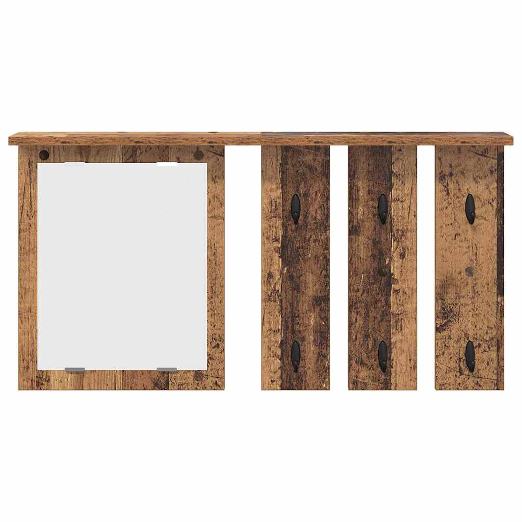 vidaXL Wandmontierter Kleiderständer mit Regal Altholz 85 x 10 x 45 cm