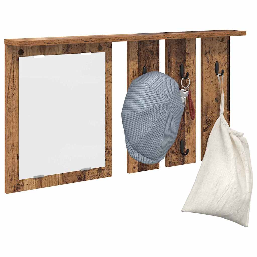 vidaXL Wandmontierter Kleiderständer mit Regal Altholz 85 x 10 x 45 cm