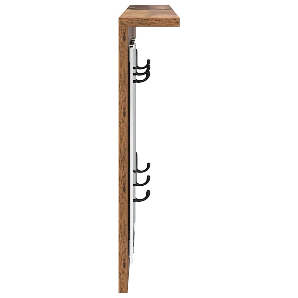 vidaXL Wandmontierter Kleiderständer mit Regal Altholz 85 x 10 x 45 cm