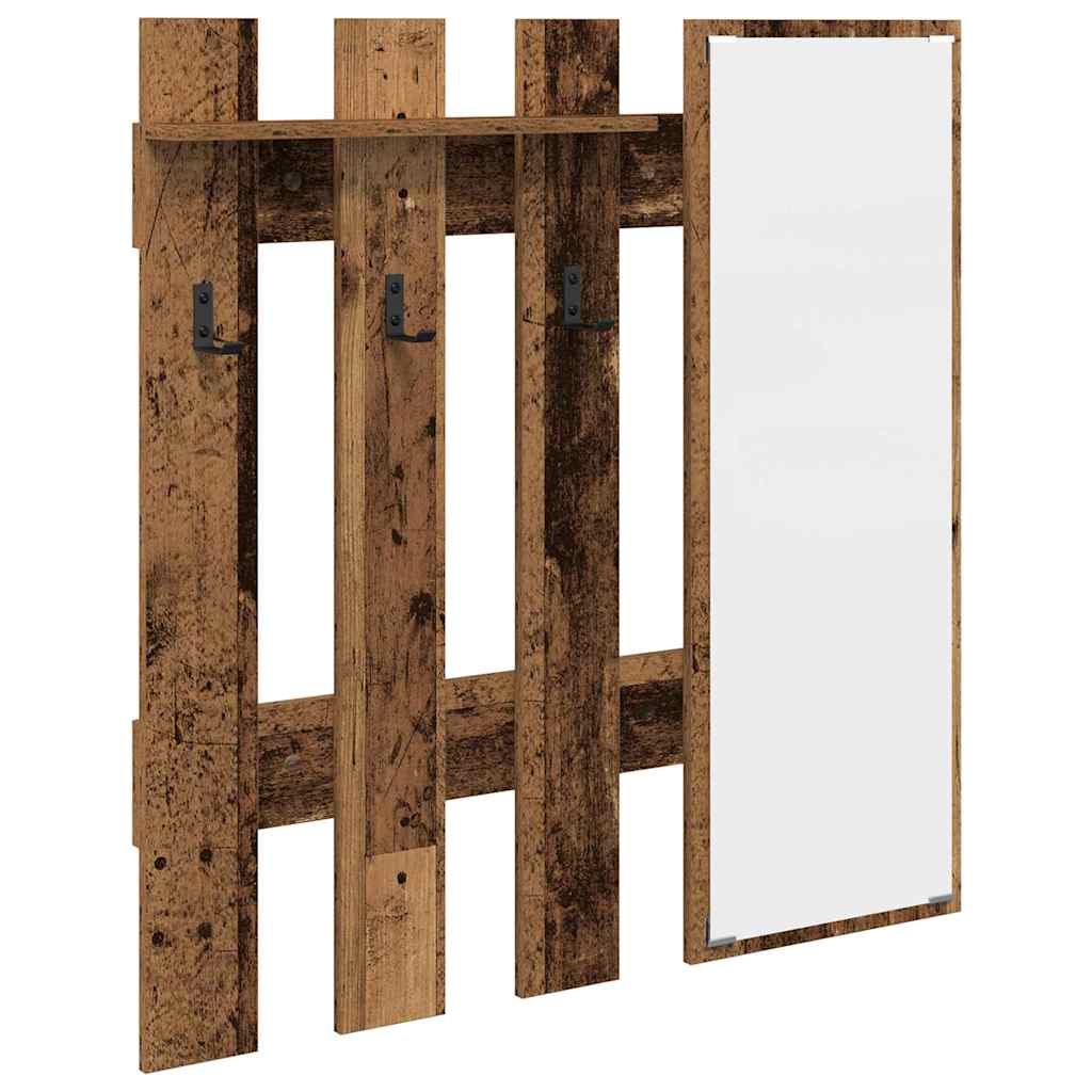 vidaXL Wandmontierter nachttisch mit Spiegel Altholz 100 x 10 x 100 cm