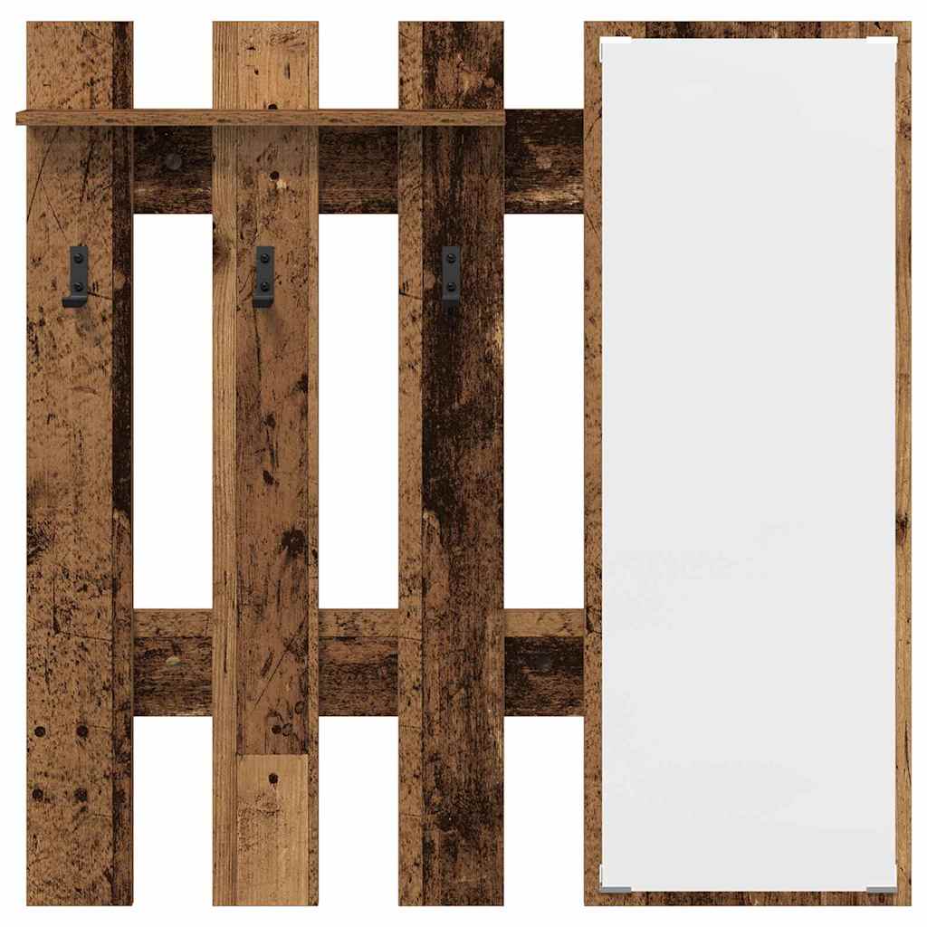 vidaXL Wandmontierter nachttisch mit Spiegel Altholz 100 x 10 x 100 cm