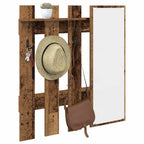 vidaXL Wandmontierter nachttisch mit Spiegel Altholz 100 x 10 x 100 cm