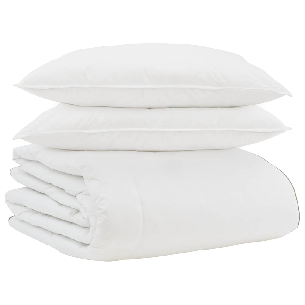 vidaXL Winterbettdecke mit Kissen 3 pcs Weiß Daunenfeder