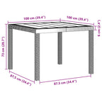 vidaXL Gartentisch Anthrazit 100 x 100 x 73 cm Poly-Rattan