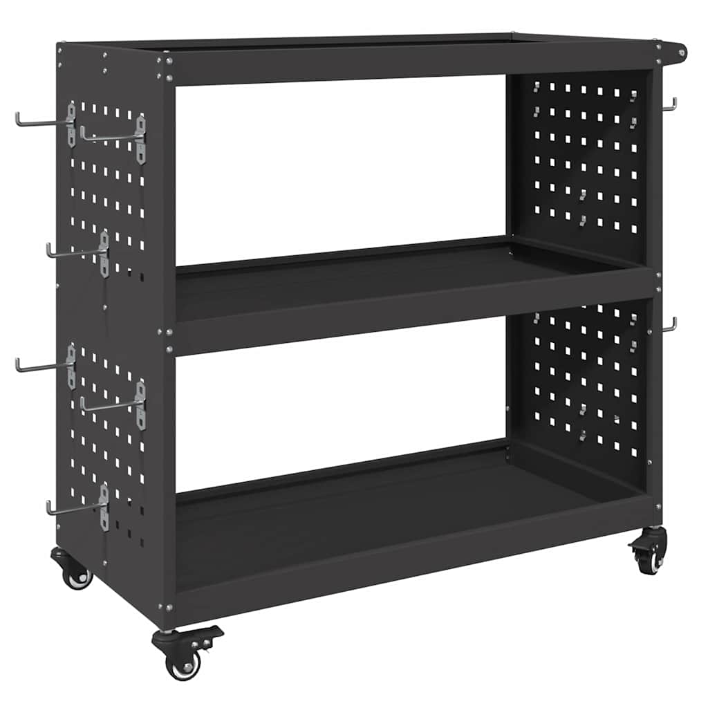 vidaXL Werkzeugwagen Schwarz 75 x 35 x 73 cm Kaltgewalzter Stahl